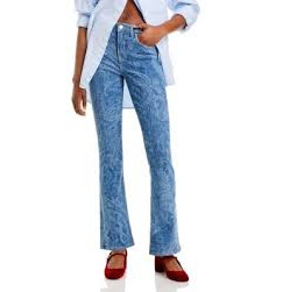 L’AGENCE Stassi High Rise Jeans Paisley Laser Sz 28 6 Baby Bootcut 31 in Inseam - Picture 10 of 12